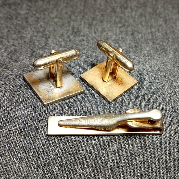 Vintage SWANK Cufflinks and TieBar Set - Picture 2 of 3